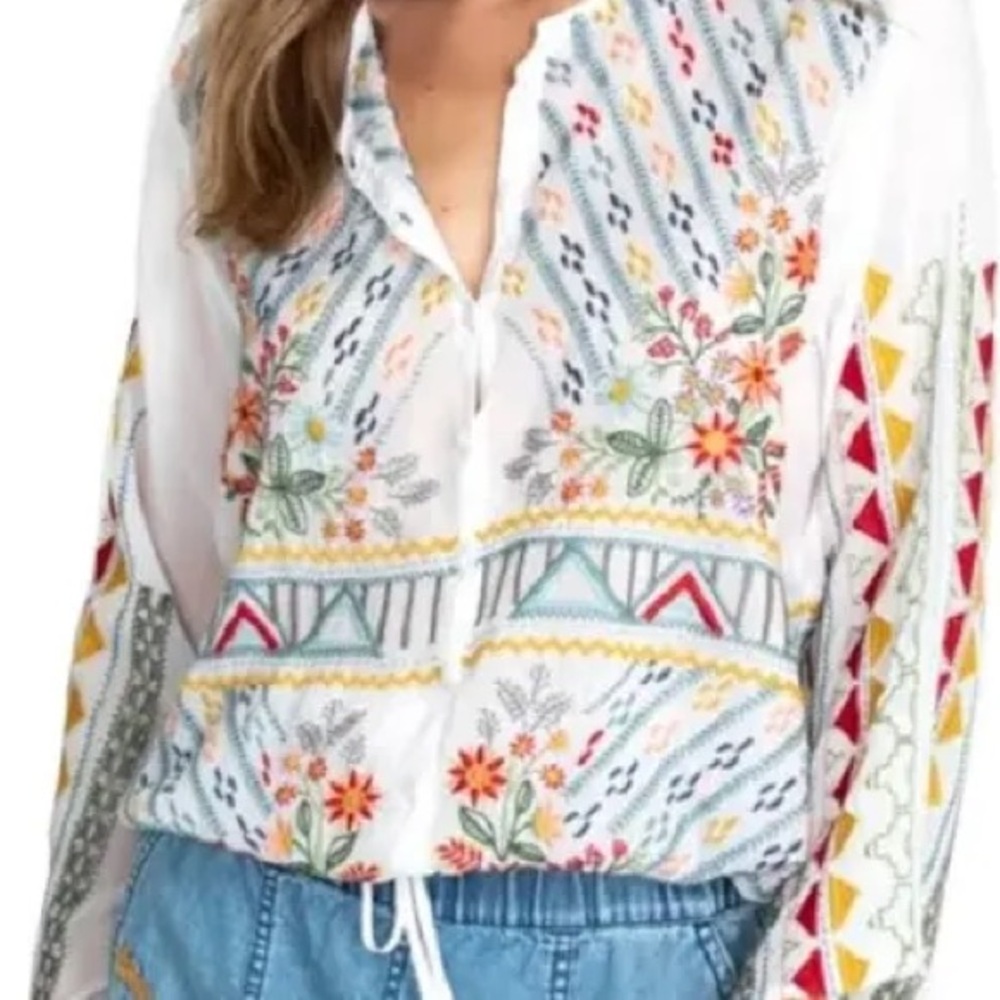 Johnny Was Ezra Embroidered Blouse